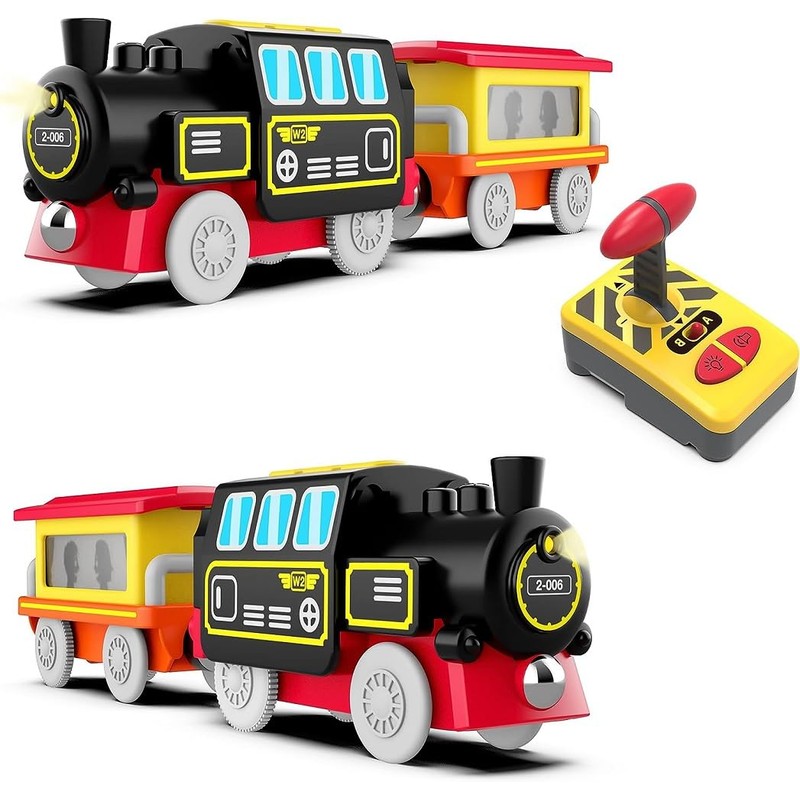 HYPERLIVING Motorized Trains for Wooden Track, Remote Control Train with