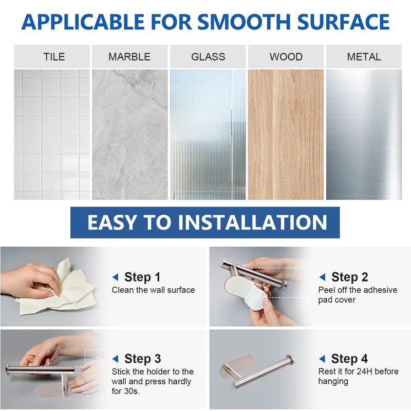 Toilet Paper Holder Self Adhesive, Premium Thicken Stainless Steel Rustproof
