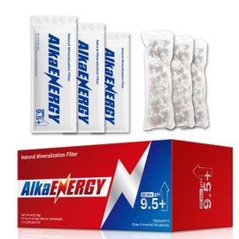 AlkaEnergy 50g/pack Alkaline Remineralization Water Filter Pouch|pH9.5+| Raise Filtered Drinking Water pH/High pH Alkalizer for Zero TDS Water, Reverse Osmosis Water/9 Months/120 Gallons (3 Packs)