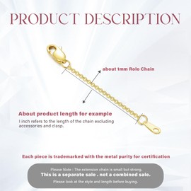 14k Gold 1"/1.5"/2"/3"/4"/5" Necklace Bracelet Extender Chain, Necklace Extender Gold 14k, Durable Removable Gold Chain Extender, 14k Gold Extension Chain Extended Chain for Necklace Anklet Bracelet (1.5inch, style 11-yellow)