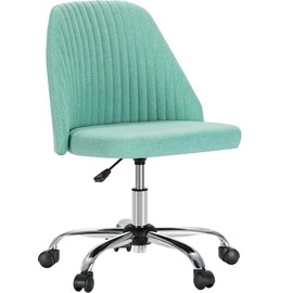Furnest Furniture Indoor Furniture Armless Desk Chair with Wheels, Modern Design for Small Spaces, Adjustable Swivel Feature - Color: Green