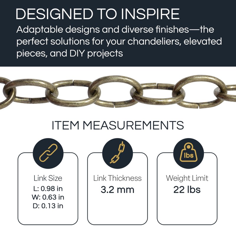 RCH Hardware CH-S56-11S-WHT Steel Chandelier Chain 9 Gauge, White (1