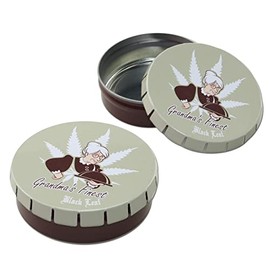 Black Leaf - Click Clack Tin Grandma's Finest 5.5 x 1.7 cm for Storing Small Items | Made of Tinplate | Storage Box with Childproof Closure