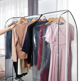 Zilink 60'' Clear Garment Rack Cover Dustproof Clothes Rack Cover Clear Garment Bags Waterproof Wardrobe Cover with 2 Durable Zippers for Garment Rack