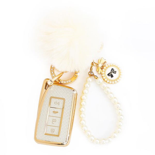 YILINXI Key Fob Cover with Pom Pom Keychain, Car Key