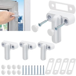 Ewwtrey Pack of 4 Window Security Sash Jammer Locks, Child Safety Window Border Security Locks for UPVC, PVC, Doors, Windows, Home Security - White