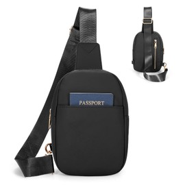 LALATCH Small Sling Bag for Women Crossbody Leather Fanny Pack Anti-Theft Chest Bag Travel Sling Bags, 2-Black