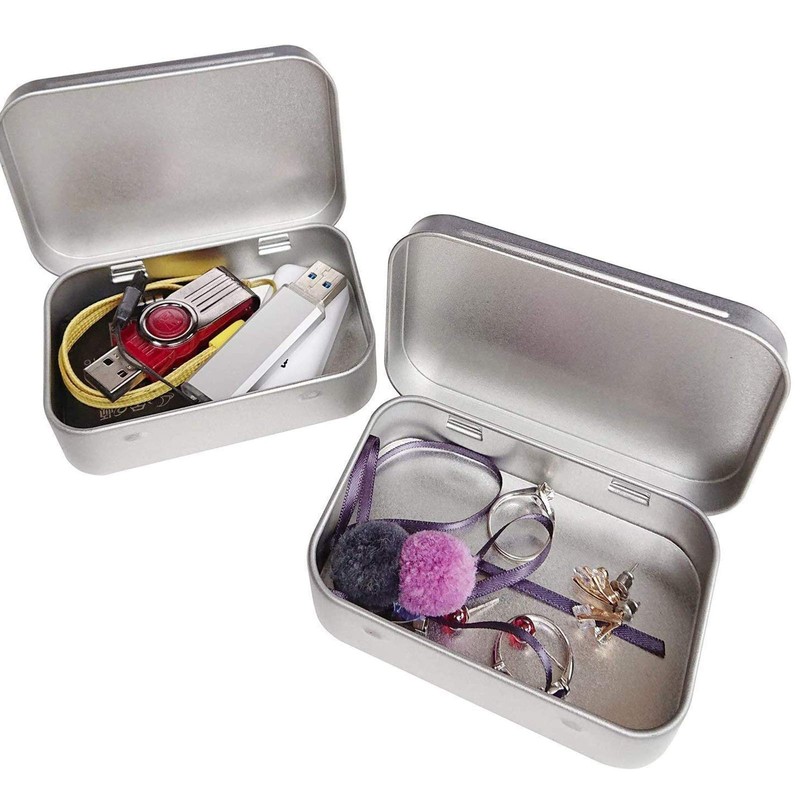 6 Pcs Metal Hinged Tin Box Container Mini Portable Small