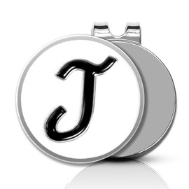 ClubSmith® Initials Golf Ball Marker (A-Z) with Magnetic Hat Clip, Funny Cute Name Letters, Premium Alignment Putting Mark, Golf Accessories & Gifts for Men and Women (J (Classic White))
