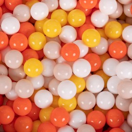 KiddyMoon 50 Balls/7 cm Children's Balls Play Balls for Ball Pit Baby Plain Plastic Balls Made in the EU, Yellow/Orange/Pastel Beige/White