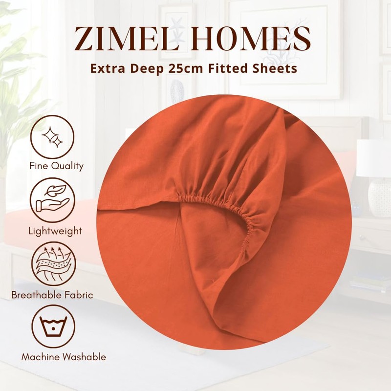 ZIMEL HOMES Non Iron Soft Poly-Cotton Plain Dyed Fitted Sheet