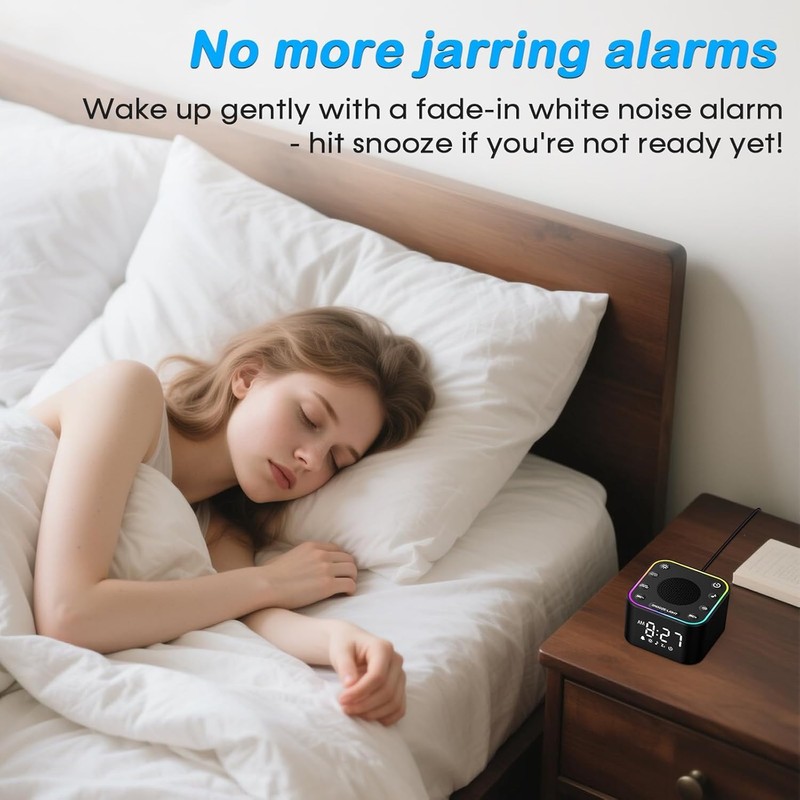 Sound Machine with Alarm Clock: 30 Non-Looping Sleep Sounds -
