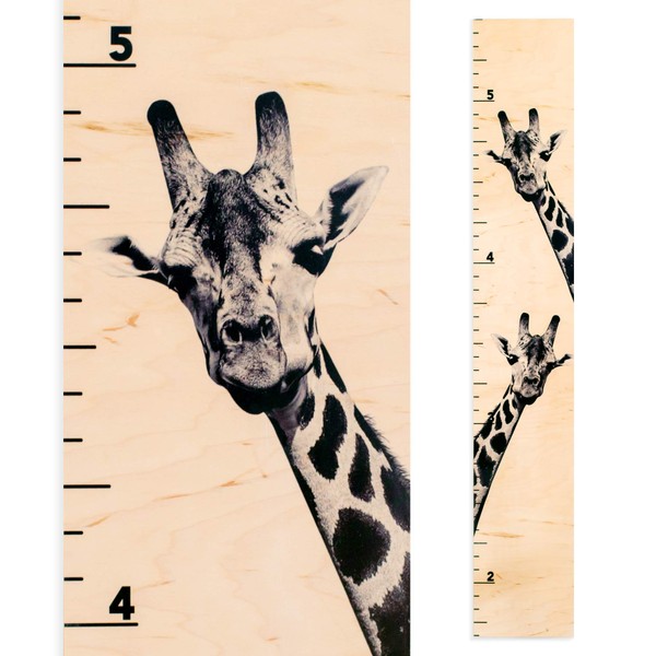 HEADWATERS Studio Wooden Ruler Growth Chart for Kids, Boys and Girls - Height Chart & Height Measurement for Wall - Kids Nursery Wall Decor and Room Hanging Wall Decor - Giraffes - Natural