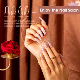 ROSALIND Pink Poly Nail Gel, 60ml/2oz Natural Pink Poly Extension Gel Nail Extensions for Nail Art Design