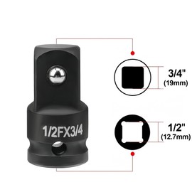 LEPEVNEY 1/2" Drive (Female) x 3/4" (Male) Impact Socket Adapter, CR-MO Steel, Compatible with Air Impact Wrenches, Breaker Bars, Ratchets