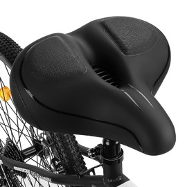 Bicycle Saddle Wide Bicycle Saddle, Waterproof, Breathable, Comfortable, Soft, for Men and Women, Black