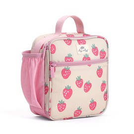 Itzy Ritzy Toddler Lunch Box - Kids Lunch Bag is Insulated and Includes Water Bottle Holder Plus 2 Pockets - Durable, Easy to Clean Toddler Bag (Strawberry)