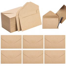 100 Sobres Kraft - Libara, Mini Sobres Plateados, Paquete Sobres Marrones, Sobres para Tarjetas de Visita, Mini Sobres de Papel Kraft Marrón