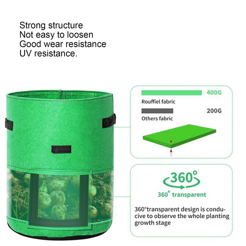 2PCS 10 Gallon Potato Plant Grow Bag Breathable Non Woven