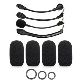 Voarmaks 4-Pack Mic Foam Covers Compatible with HyperX Cloud II/Alpha/Alpha S/Mix/Core Gaming Headphone/Cloud Chat Headset + 12 O-Rings in 3 Sizes - For Various Microphone Sizes Windscreen Pop Filter