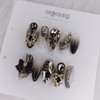 Black Granation Full Stone Nail Handmade Nail Tips - Coffin