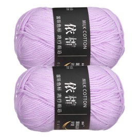 sourcing map Acrylic Yarn Skeins, 2 Pack of 50g/1.76oz Soft Crochet Yarns for Knitting and Crocheting Craft Project, Light Purple
