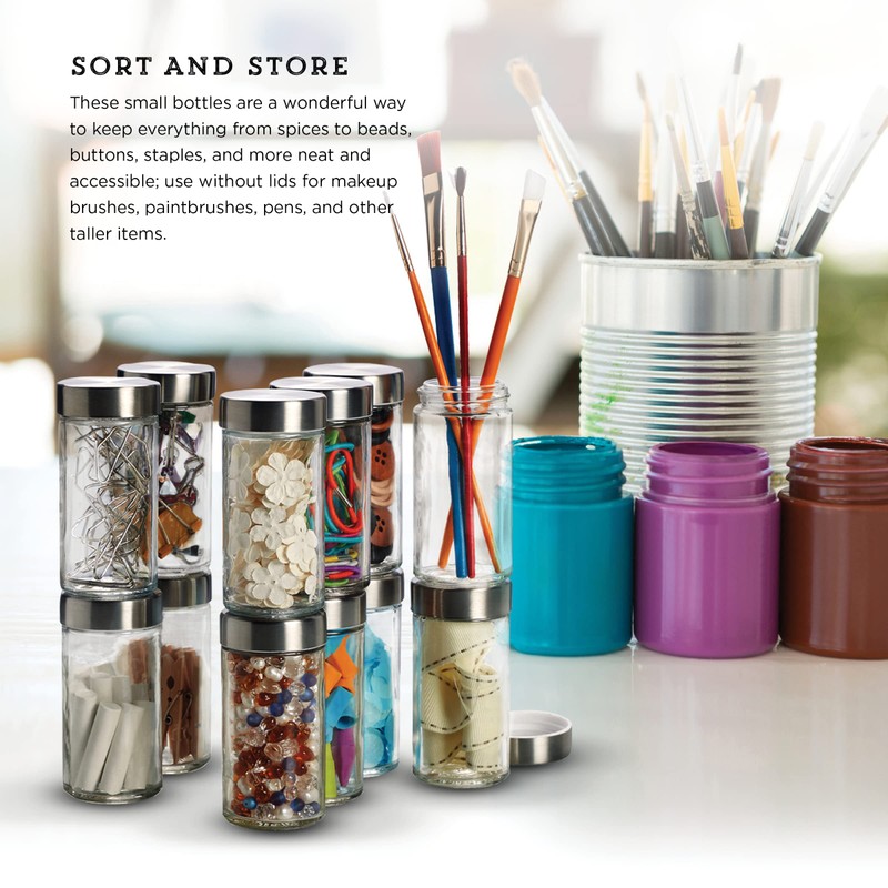 Kamenstein Clear Reusable 3 Oz Jars With Stainless Steel Shaker