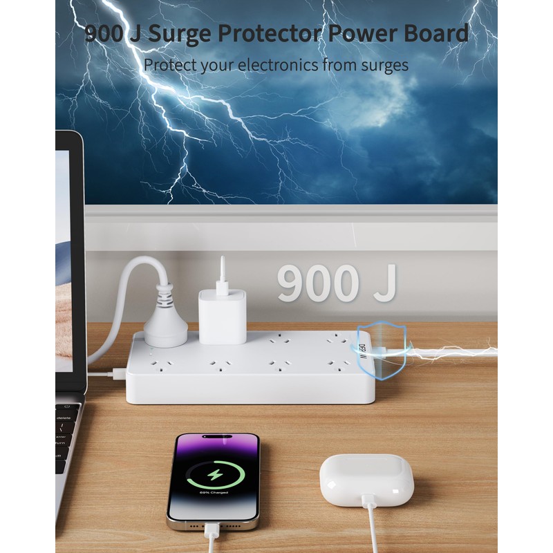 DEPOW Surge Protected Power Board with 8 AC Outlets, Powerboard