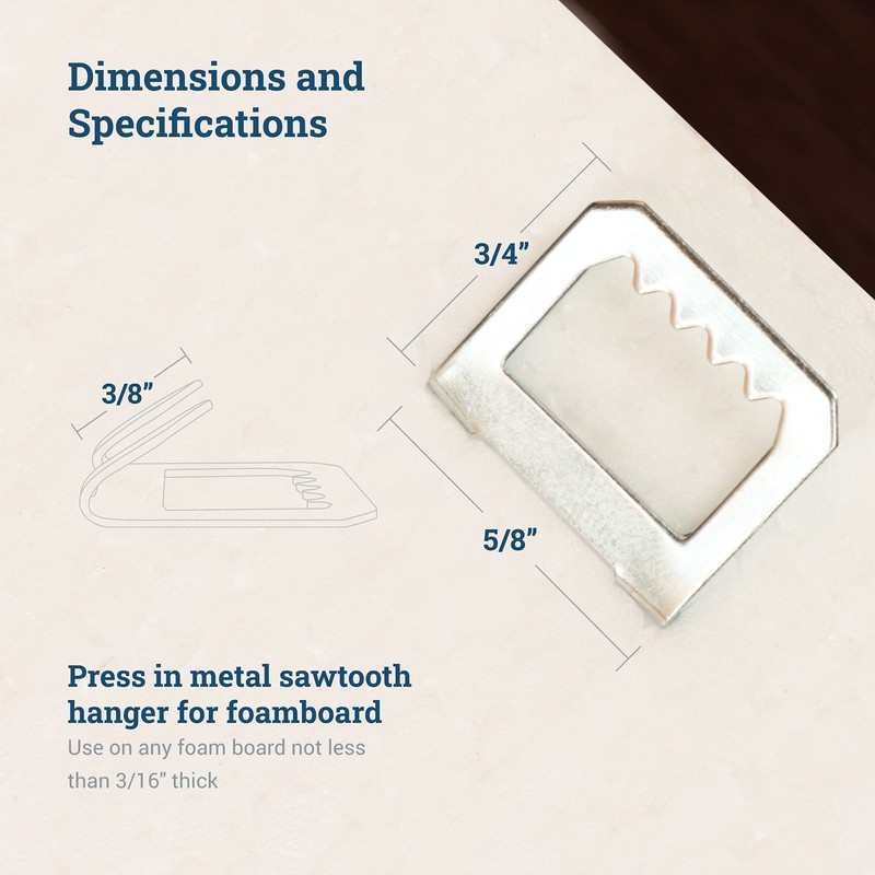 Foam Board Hangers Metal Sawtooth - 100 Pack - Foamcore