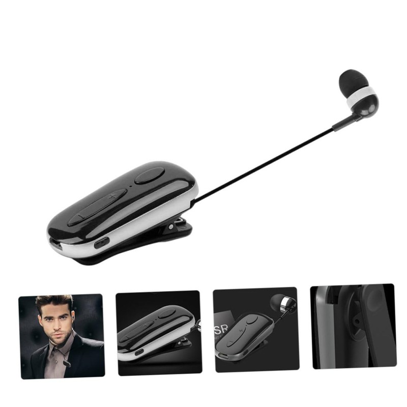 Mikinona 1 Set Retractable Wireless Earphone Clip Headset Professional Black