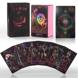 ACELION Rose Gold Foil Edge Tarot Card Set with Guide, Tarot Cards，78 Pieces of Tarot Cards with Gold foil on The Surface， Fortune-Telling Game, Tarot for Beginners