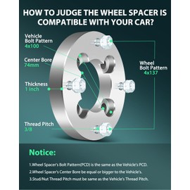 SCITOO 2Pcs 4x100 to 4x137 Wheel Adapters 1" Center Bore 74mm Studs 3/8 4 Lug Wheel Spacers Adapters Fit for Honda ATC250R TRX300 FourTrax TRX300FW FourTrax 4x4 TRX350FE FourTrax Rancher 4x4 ES