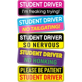 5-Pack HEY-OKEY Student Driver Magnet for Car – Funny & Reflective Rookie Signs – Metal Only (Not Plastic/Aluminum) – Reusable Car Magnets 10 x 3.5 in