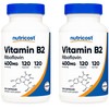 Nutricost Vitamin B2 (Riboflavin) 400mg, 120 Capsules (2 Bottles)