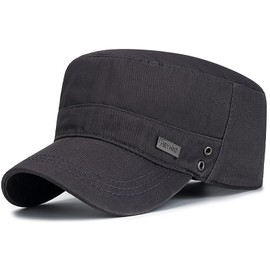 LXOrdora Men's Military Cadet Hat Flat Top Newsboy Cap Grey