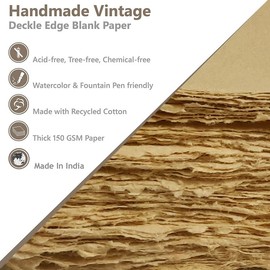 Deckle Papers Handmade Deckle Edge Scrapbooking Paper, Home Decoration, Invitations, Crafts -Thick 150 GSM Size-A6 Pack of-50-Brown