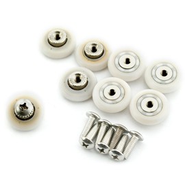 AKORD 8 Sets 19mm Stainless Steel Shower Door Wheels Rollers Runners, White, 19mm x 5mm