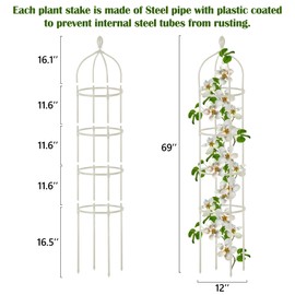 Miuwauer Garden Obelisk Trellis for Climbing Plants Outdoor 6 Ft Rose Bush Round Trellis for Pots Rustproof Metal Plant Flower Trellises for Clematis Vine Jasmine Support Outdoor Indoor