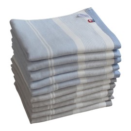 Imabari Gauze & Pile Face Towels, Set of 10, Bulk Purchase, Loop, Made in Japan, 100% Cotton, Thin, Quick Drying, Room Drying, Border Pattern, Stylish, Moving In, New Life (Blue & Gray, Face Towels,