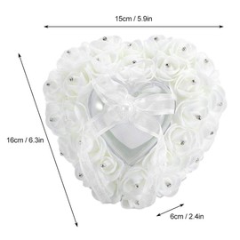 Ring Pillow for Wedding, Wedding Ring Pillow, Romantic HeartShaped Ring Cushion for Wedding Party Decoration Supplies (White)