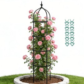 Kelived Garden Obelisk Trellis for Climbing Plants Adjustable, Rustproof Plastic Coated Steel Tall Plant Support Outdoor, Easy Assembly Obelisk Trellis for Garden Patio Clematis