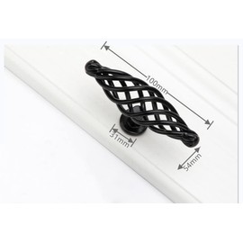 SYDARSYN Pack of 2 Kitchen Cabinet Handles - Oval Birdcage Style Furniture Handles Black Hollow Out Furniture Knobs Single Hole