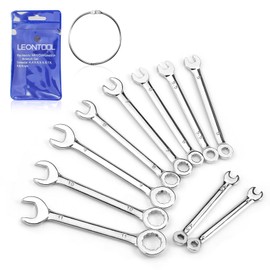 LEONTOOL Small Wrench Set Metric 4mm to 11mm Open End and Box End Spanner 10 Pcs Ignition Wrench Set with Key Ring Mini Wrench Set for Automotive Technicians and Industrial Users