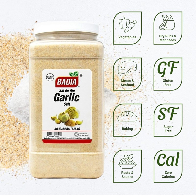 Badia Garlic Salt, 9.5 Pound – Perfect for Cooking, Grilling