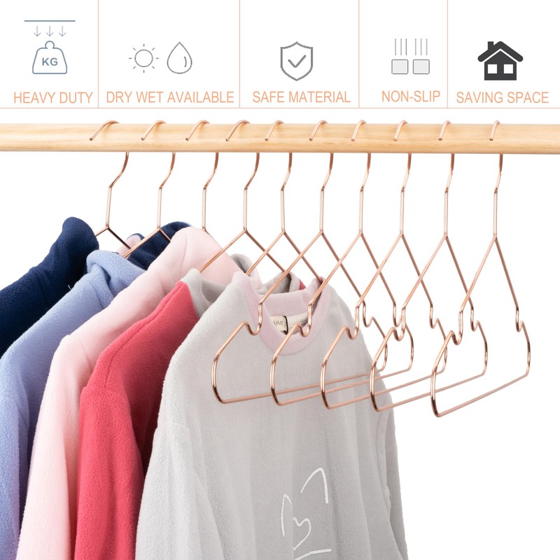 Koobay 16.5" Rose Gold Copper Clothes Hangers - 30 Pack,Heavy