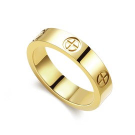 PDWZNBA Love Friendship Ring 18K Gold Silver Rose Plated Cubic Zirconia Stainless Steel Promise Ring Wedding Band Jewelry Birthday Gifts for Women