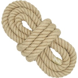 12 mm * 10 m (1/2 in * 33 ft) Thick Jute Rope, 4 Strands Twisted Swing Rope, Heavyduty Tug of War Rope, Burlap Cord for Crafts, Gardening, Hammock, Home Decorating, Railings, Climbing, Dock