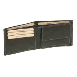 Mens and Ladies Wallet extra thin horizontal format Vintage-Style LEAS MCL, Genuine Leather, black - ''LEAS Basic-Vintage-Collection''