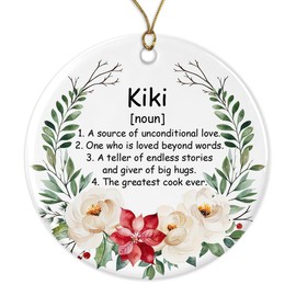 GavinsDesigns Kiki Noun Ornament, Family Definition, Kiki Definition Ornament, Christmas Ornament for Kiki, Kiki Gifts, Chirstmas Tree Ornament Printed on Both Sides White