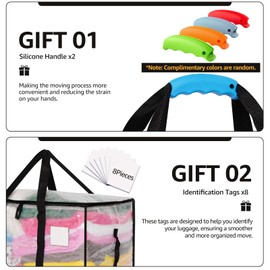 Moving Bags Heavy Duty Extra Large, Alternative for Moving Boxes & Moving Supplies, Packing Bags for College, Storage bags for Clothes with Handles, Lids & Zippers(Clear, 8 Pack)